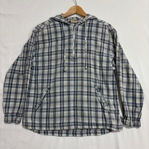 Vtg B Moss‎ Pullover Lightweight Jacket Womens S Plaid Y2K Grunge Costal Skater